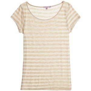 CALYPSO ST. BARTH STRIPED BEIGE WHITE CARLES TEE COTTON  / MODAL